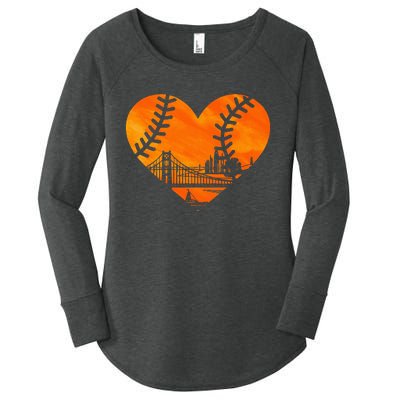 Us State San Francisco Baseball Vintage Heart Women's Perfect Tri Tunic Long Sleeve Shirt