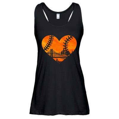 Us State San Francisco Baseball Vintage Heart Ladies Essential Flowy Tank