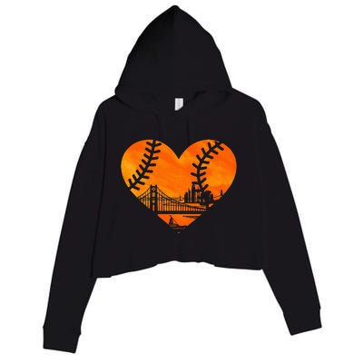 Us State San Francisco Baseball Vintage Heart Crop Fleece Hoodie