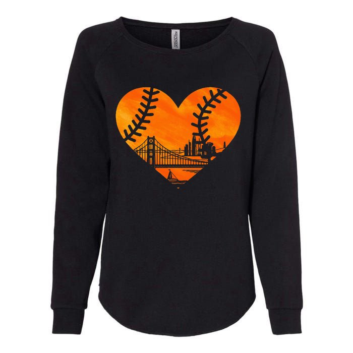 Us State San Francisco Baseball Vintage Heart Womens California Wash Sweatshirt