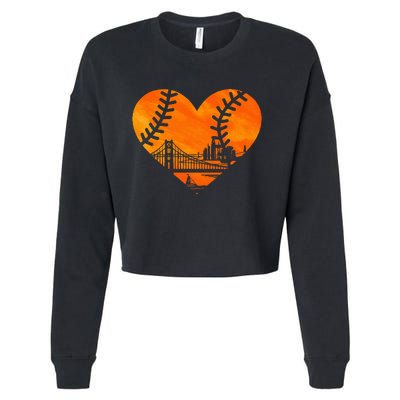 Us State San Francisco Baseball Vintage Heart Cropped Pullover Crew