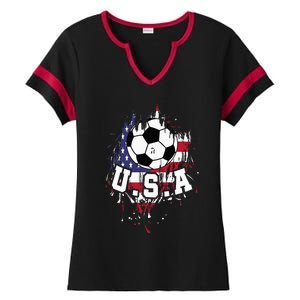 United States Soccer American Football USA Futbol Ladies Halftime Notch Neck Tee