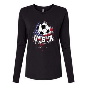 United States Soccer American Football USA Futbol Womens Cotton Relaxed Long Sleeve T-Shirt