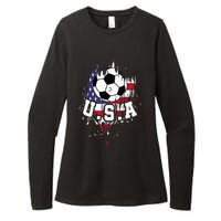 United States Soccer American Football USA Futbol Womens CVC Long Sleeve Shirt