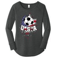 United States Soccer American Football USA Futbol Women's Perfect Tri Tunic Long Sleeve Shirt