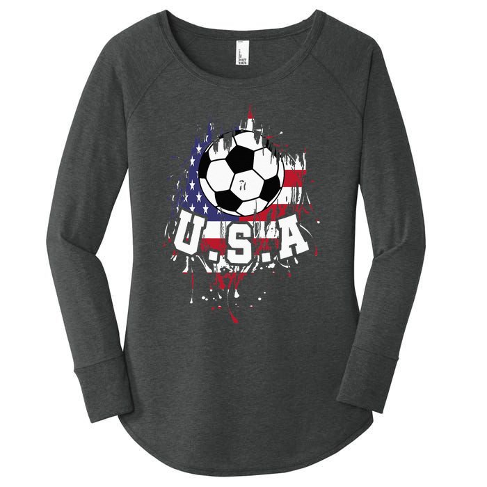 United States Soccer American Football USA Futbol Women's Perfect Tri Tunic Long Sleeve Shirt