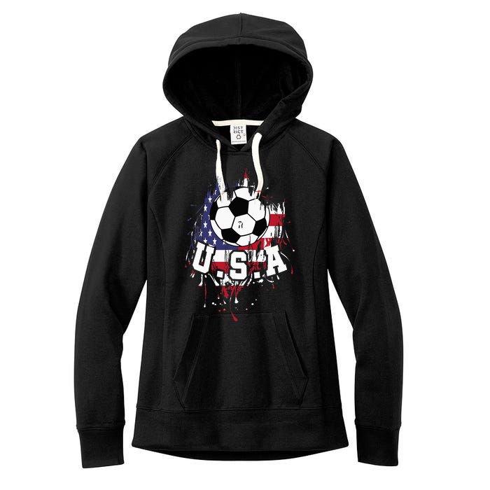 United States Soccer American Football USA Futbol Women's Fleece Hoodie