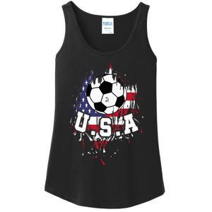 United States Soccer American Football USA Futbol Ladies Essential Tank