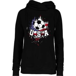 United States Soccer American Football USA Futbol Womens Funnel Neck Pullover Hood