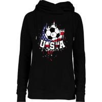 United States Soccer American Football USA Futbol Womens Funnel Neck Pullover Hood