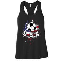 United States Soccer American Football USA Futbol Women's Racerback Tank