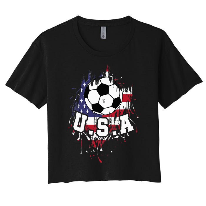 United States Soccer American Football USA Futbol Women's Crop Top Tee