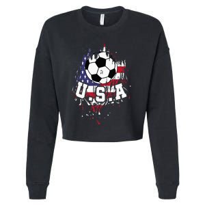 United States Soccer American Football USA Futbol Cropped Pullover Crew