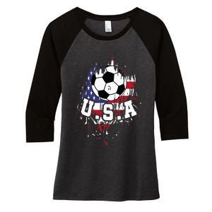 United States Soccer American Football USA Futbol Women's Tri-Blend 3/4-Sleeve Raglan Shirt