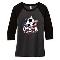 United States Soccer American Football USA Futbol Women's Tri-Blend 3/4-Sleeve Raglan Shirt