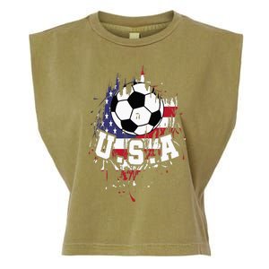 United States Soccer American Football USA Futbol Garment-Dyed Women's Muscle Tee