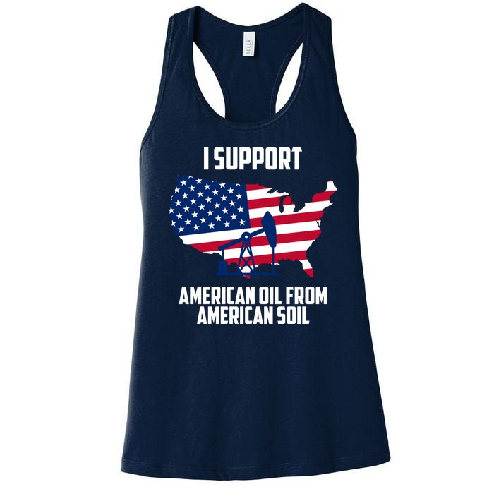 United States Support American Oil From American Soil Women's Racerback Tank