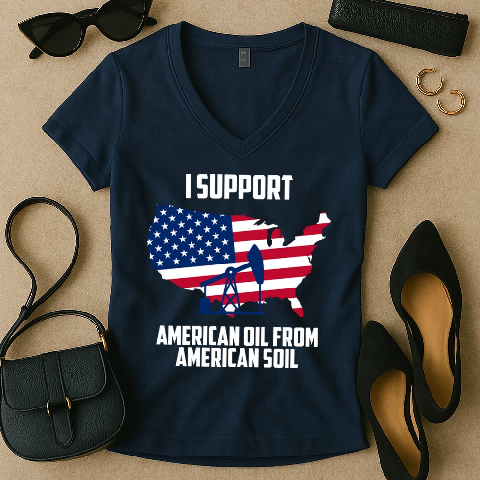 United States Support American Oil From American Soil Women's V-Neck T-Shirt
