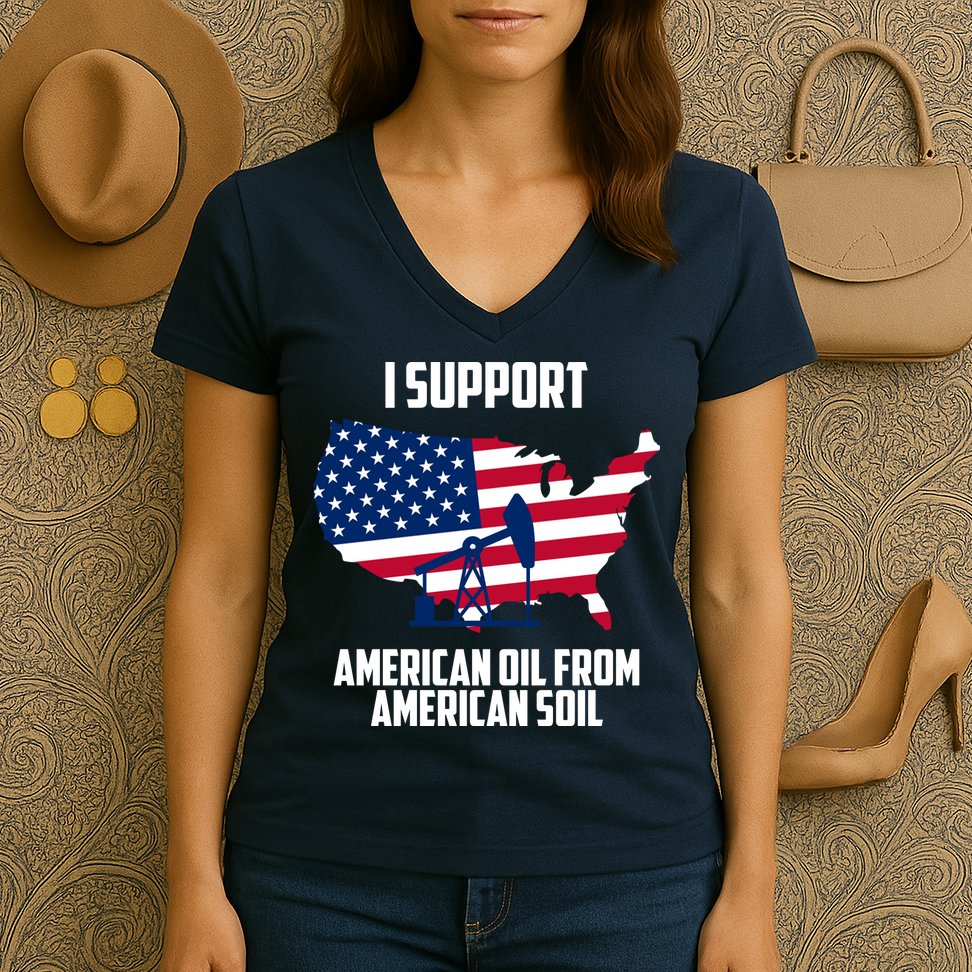 United States Support American Oil From American Soil Women's V-Neck T-Shirt