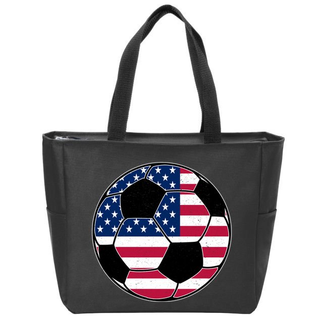 United States Soccer Ball Sport Vintage Zip Tote Bag