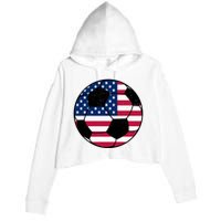 United States Soccer Ball Sport Vintage Crop Fleece Hoodie