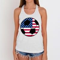 United States Soccer Ball Sport Vintage Women's Knotted Racerback Tank