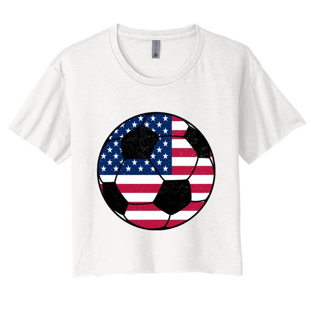 United States Soccer Ball Sport Vintage Crop Top