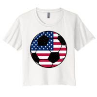 United States Soccer Ball Sport Vintage Women's Crop Top Tee