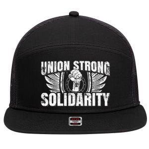 Union Strong Solidarity UAW Worker Laborer 7 Panel Mesh Trucker Snapback Hat