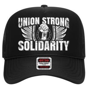 Union Strong Solidarity UAW Worker Laborer High Crown Mesh Back Trucker Hat