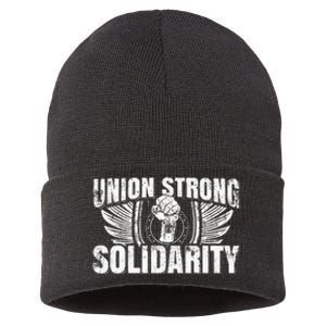 Union Strong Solidarity UAW Worker Laborer Sustainable Knit Beanie