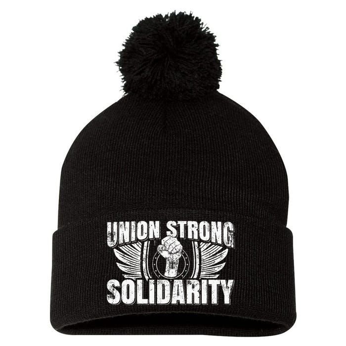 Union Strong Solidarity UAW Worker Laborer Pom Pom 12in Knit Beanie