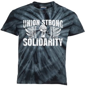 Union Strong Solidarity UAW Worker Laborer Kids Tie-Dye T-Shirt