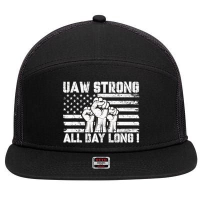 Uaw Strong Solidarity Uaw Proud Union Uaw Laborer Worker 7 Panel Mesh Trucker Snapback Hat