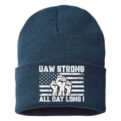 Uaw Strong Solidarity Uaw Proud Union Uaw Laborer Worker Sustainable Knit Beanie