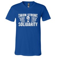 Union Strong Solidarity UAW Worker Laborer V-Neck T-Shirt