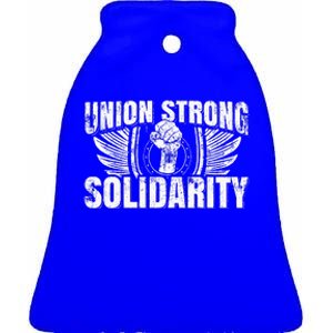 Union Strong Solidarity UAW Worker Laborer Ceramic Bell Ornament