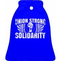 Union Strong Solidarity UAW Worker Laborer Ceramic Bell Ornament