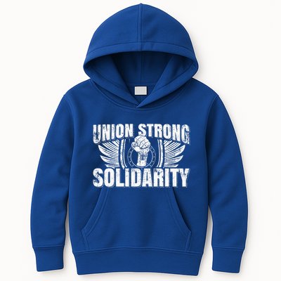 Union Strong Solidarity UAW Worker Laborer Kids Hoodie