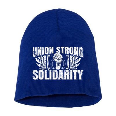 Union Strong Solidarity UAW Worker Laborer Short Acrylic Beanie