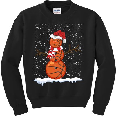 Ugly Sweater Style Snowman Basketball Ball Christmas Kids Sweatshirt