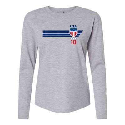 USA Stars Stripes Patriotism US Soccer Fan Jersey Womens Cotton Relaxed Long Sleeve T-Shirt