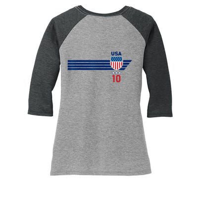 USA Stars Stripes Patriotism US Soccer Fan Jersey Women's Tri-Blend 3/4-Sleeve Raglan Shirt