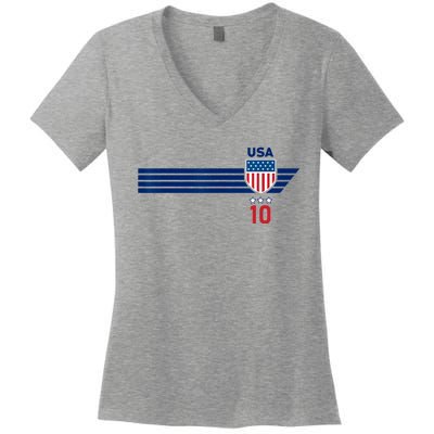 USA Stars Stripes Patriotism US Soccer Fan Jersey Women's V-Neck T-Shirt