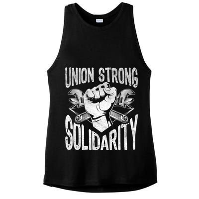 Union Strong Solidarity Labor Day Worker Proud Laborer Gift Ladies PosiCharge Tri-Blend Wicking Tank