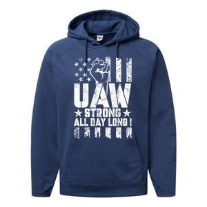 UAW Strong Solidarity UAW Proud Union UAW Laborer Worker Performance Fleece Hoodie