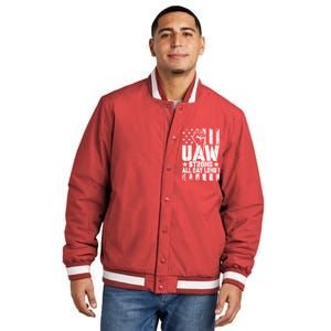 UAW Strong Solidarity UAW Proud Union UAW Laborer Worker Insulated Varsity Jacket