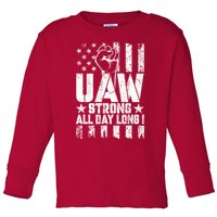 UAW Strong Solidarity UAW Proud Union UAW Laborer Worker Toddler Long Sleeve Shirt