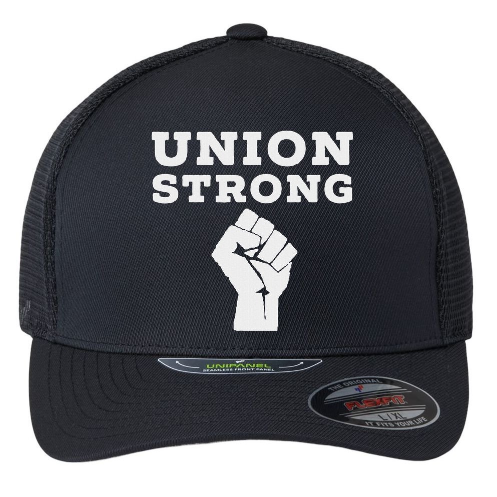 Union Strong Solidarity Fist Flexfit Unipanel Trucker Cap
