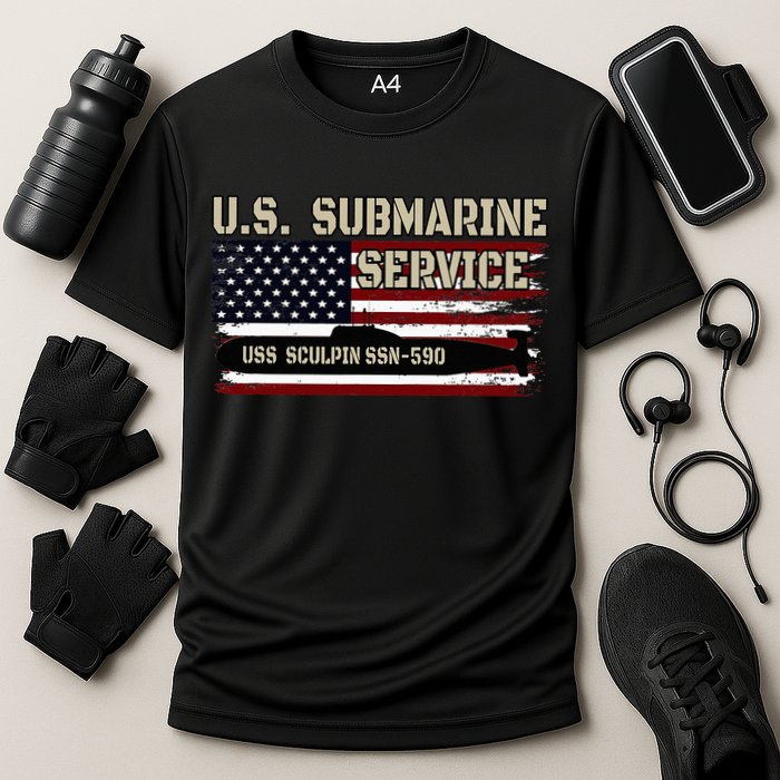 USS Sculpin SSN590 Submarine Veterans Day Father's Day Cooling Performance Crew T-Shirt
